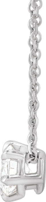 14K White 1/4 CT Lab-Grown Diamond Solitaire 16-18" Necklace