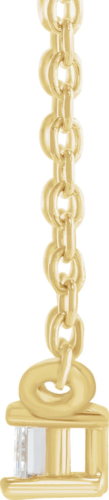 14K Yellow Gold 1/10 CT Natural Diamond Solitaire 18" Necklace
