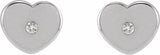 Sterling Silver .01 CTW Natural Diamond Youth Heart Earrings