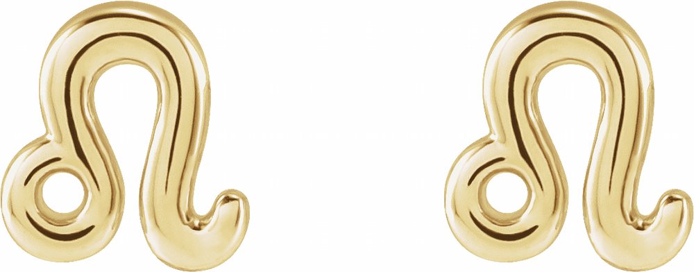 14K Yellow Leo Zodiac Earrings