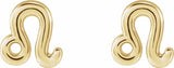 14K Yellow Leo Zodiac Earrings