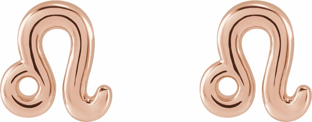 14K Rose Leo Zodiac Earrings