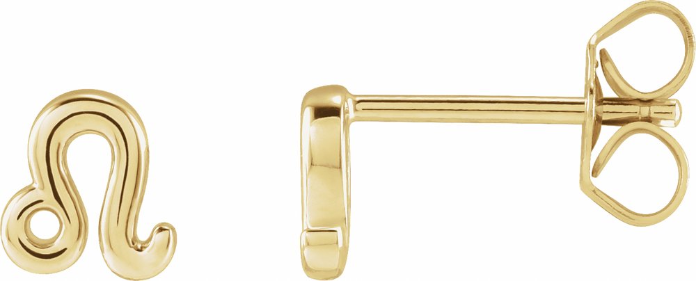 14K Yellow Leo Zodiac Earrings