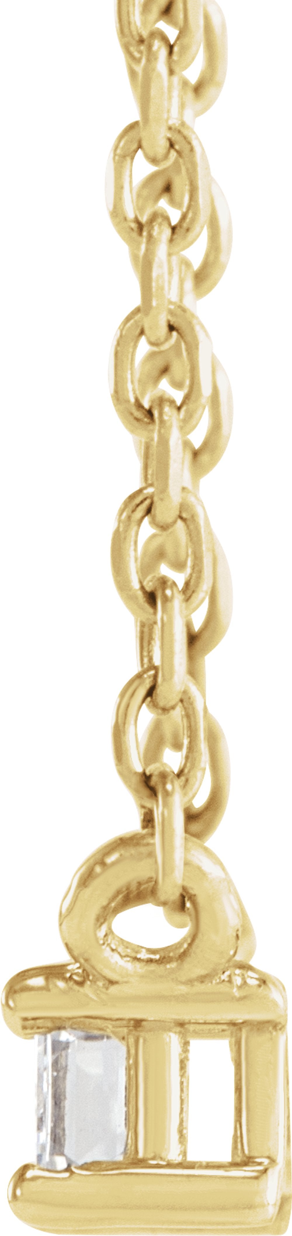 14K Yellow Gold .07 CT Natural Diamond Solitaire 18" Necklace