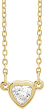 14K Yellow Gold 1/4 CT Natural Diamond Heart 16-18" Necklace