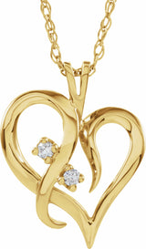 14K Yellow .03 CTW Natural Diamond Heart 18" Necklace 