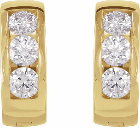 14K Yellow Gold 1/3 CTW Lab-Grown Diamond 10 mm Hinged Hoop Earrings