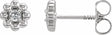 14K White Gold Natural White Sapphire Petite Flower Beaded Earrings