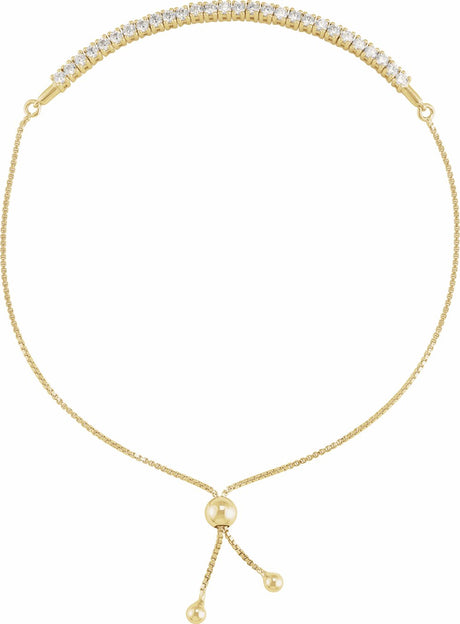 14K Yellow Gold Vermeil 1 5/8 CTW Lab-Grown Diamond Bolo 9 1/2" Bracelet