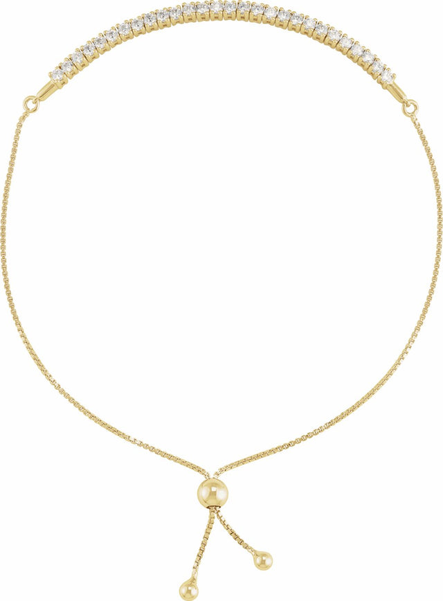 14K Yellow Gold Vermeil 1 5/8 CTW Lab-Grown Diamond Bolo 9 1/2" Bracelet