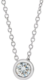 14K White Gold 1/4 CT Lab-Grown Diamond Solitaire 16-18" Necklace