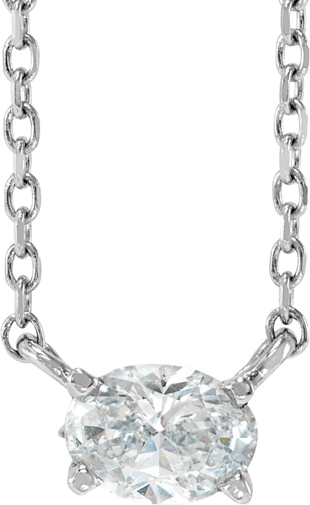 14K White 1/2 CTW Lab-Grown Diamond Solitaire 16-18" Necklace