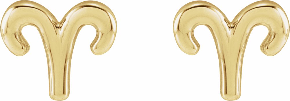 14K Yellow Aries Zodiac Earrings