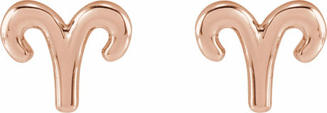 14K Rose Aries Zodiac Earrings