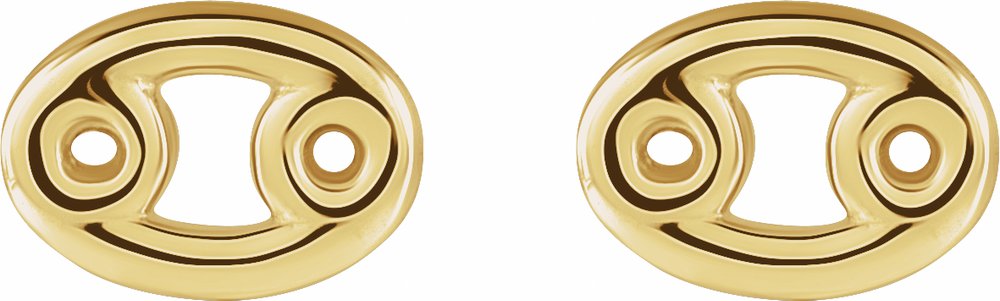 14K Yellow Cancer Zodiac Earrings