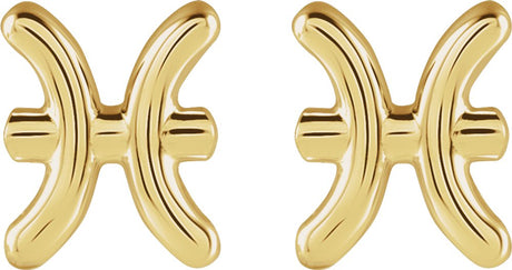 14K Yellow Pisces Zodiac Earrings