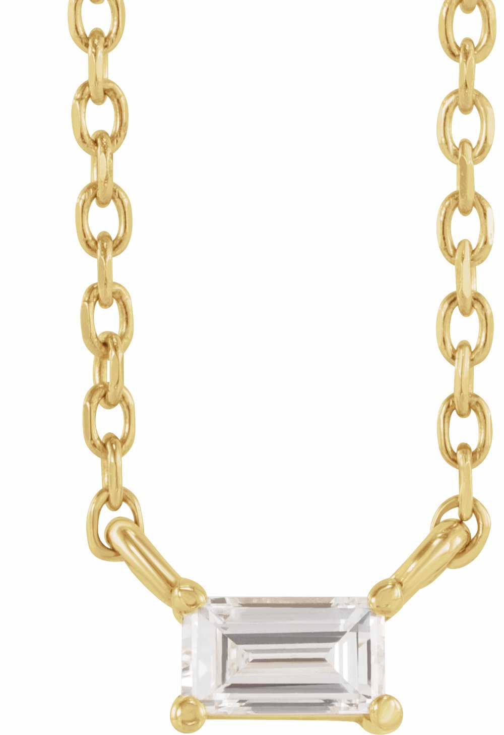 14K Yellow Gold 1/10 CT Natural Diamond Solitaire 18" Necklace