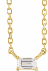 14K Yellow Gold 1/10 CT Natural Diamond Solitaire 18" Necklace