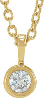 14K Yellow 1/10 CT Natural Diamond Bezel-Set Solitaire 16-18" Necklace