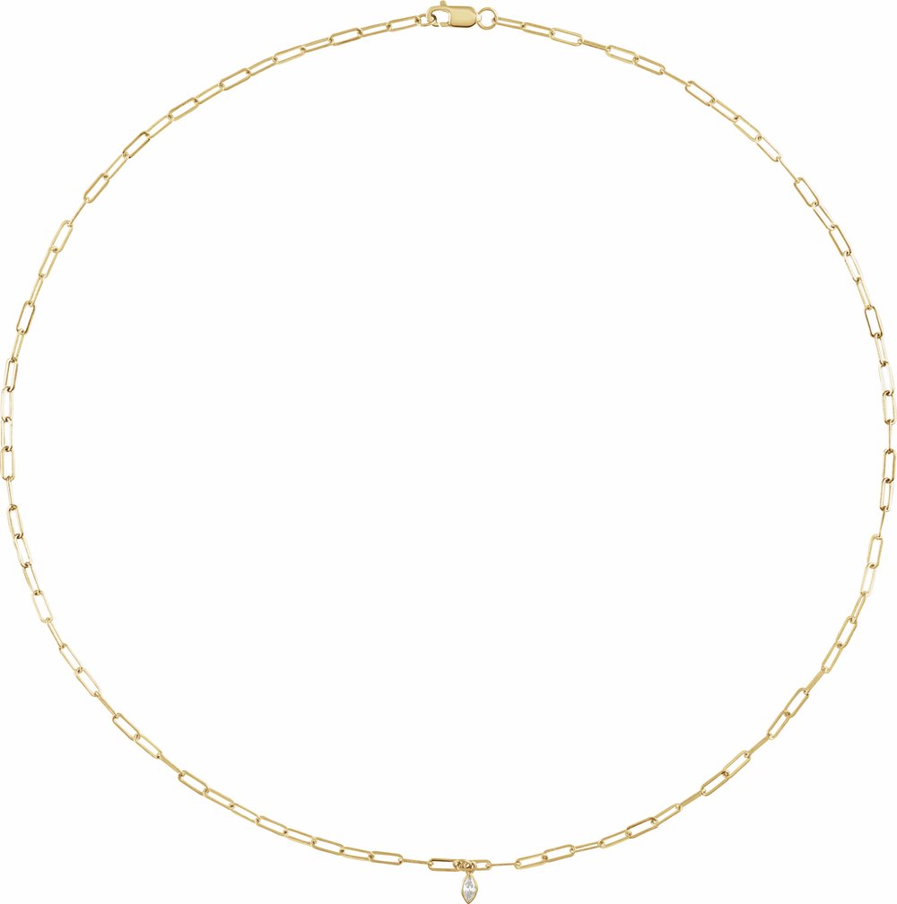 14K Yellow .07 CT Natural Diamond Micro Bezel-Set 16" Necklace