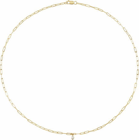 14K Yellow .07 CT Natural Diamond Micro Bezel-Set 16" Necklace