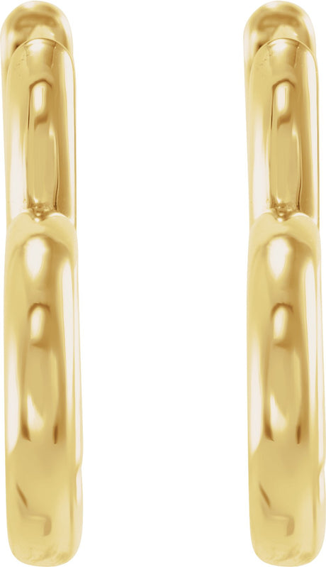 14K Yellow Hinged 15 mm Heart Huggie Hoop Earrings