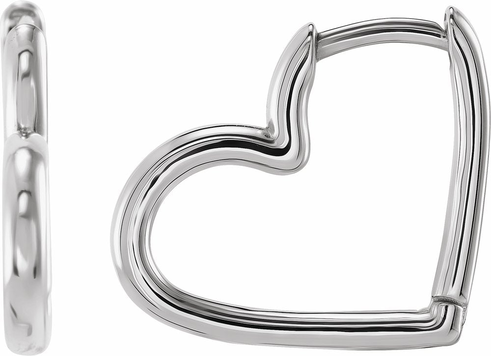 Sterling Silver Hinged 15 mm Heart Huggie Hoop Earrings