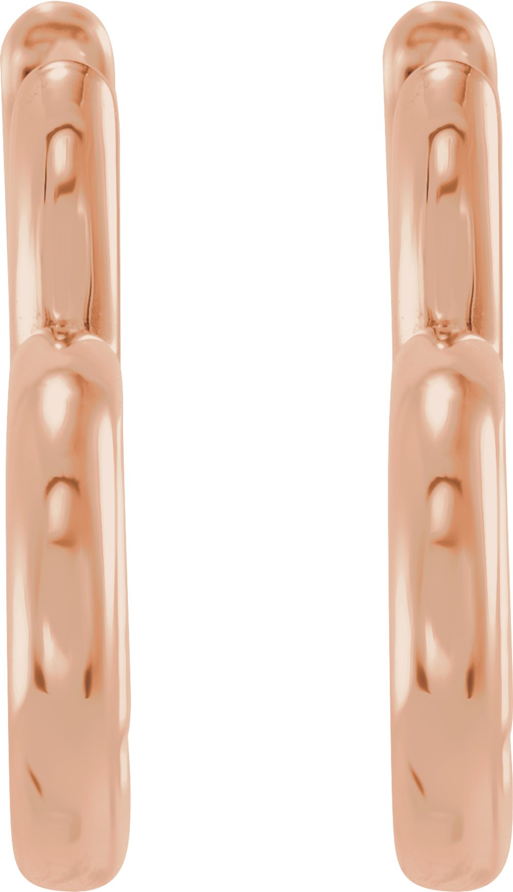 14K Rose Gold Hinged 15 mm Heart Huggie Hoop Earrings