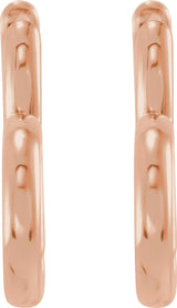14K Rose Gold Hinged 15 mm Heart Huggie Hoop Earrings