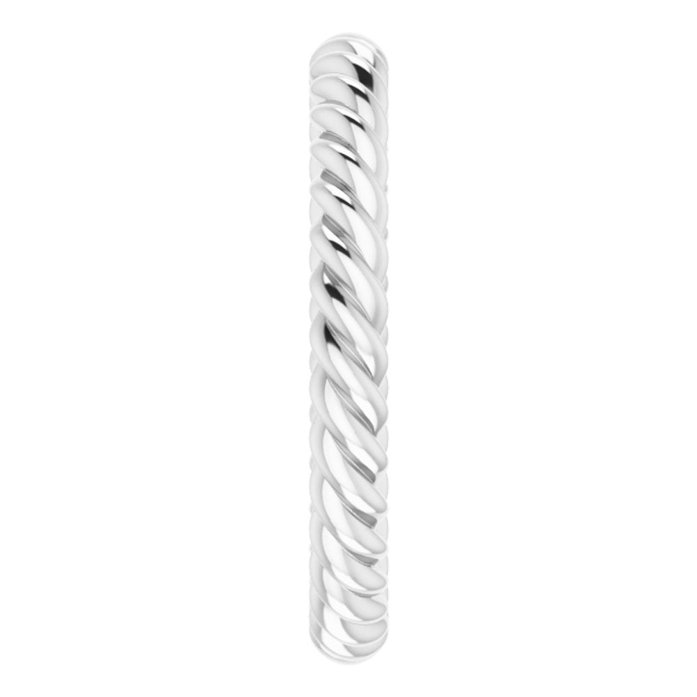 Sterling Silver 2.5 mm Skinny Rope Band Size 4.5