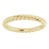 14K Yellow Gold 2.5 mm Skinny Rope Band Size 5