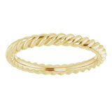 14K Yellow Gold 2.5 mm Skinny Rope Band Size 5.5
