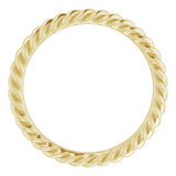 14K Yellow Gold 2.5 mm Skinny Rope Band Size 5.5
