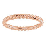 14K Rose Gold 2.5 mm Skinny Rope Band Size 6.5