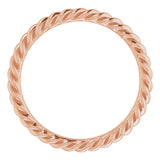 14K Rose Gold 2.5 mm Skinny Rope Band Size 6.5