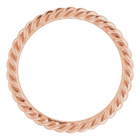 14K Rose Gold 2.5 mm Skinny Rope Band Size 6.5