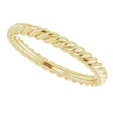10K Yellow Gold 2.5 mm Skinny Rope Band Size 7