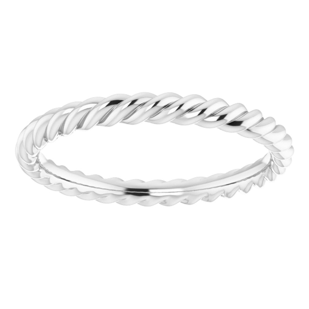 10K White Gold 2.5 mm Skinny Rope Band Size 8