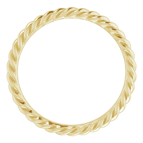 18K Yellow Gold 2.5 mm Skinny Rope Band Size 8