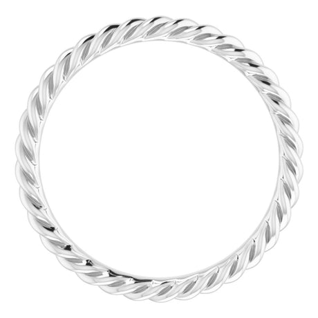 10K White Gold 2.5 mm Skinny Rope Band Size 8