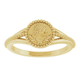 14K Yellow 8.7 mm Beaded Cameo Medallion Ring