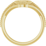 14K Yellow 8.7 mm Beaded Cameo Medallion Ring