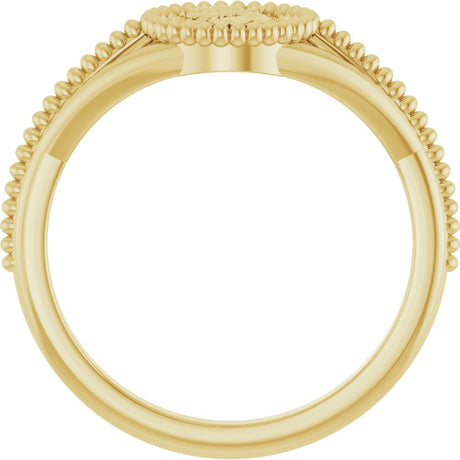 14K Yellow 8.7 mm Beaded Cameo Medallion Ring