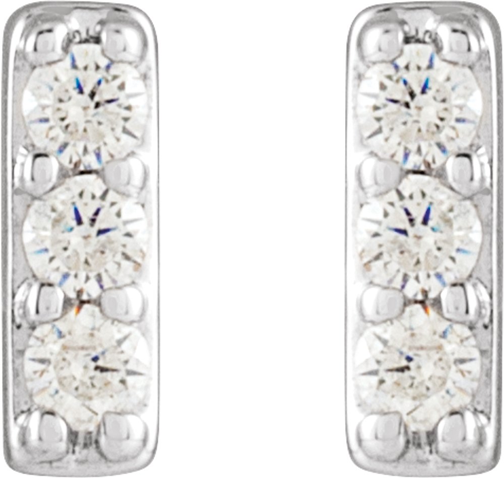 14K White 1/10 CTW Natural Diamond Bar Earrings