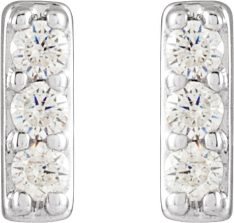 14K White 1/10 CTW Natural Diamond Bar Earrings