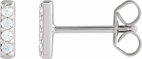 14K White Gold 1/8 CTW Natural Diamond Bar Earrings