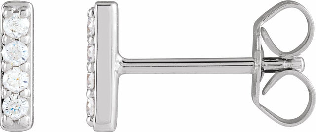 14K White Gold 1/8 CTW Natural Diamond Bar Earrings