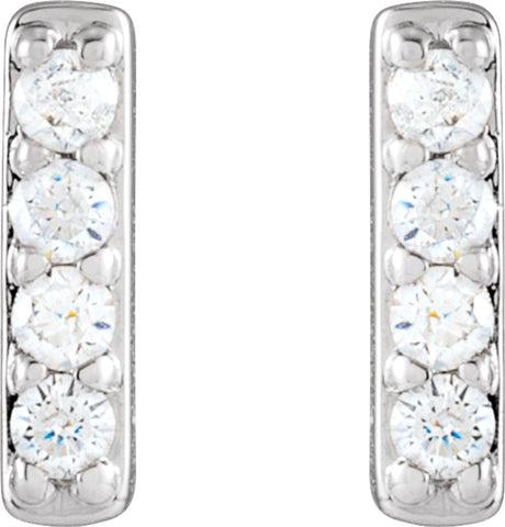 14K White Gold 1/8 CTW Natural Diamond Bar Earrings