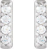 14K White Gold 1/8 CTW Natural Diamond Bar Earrings