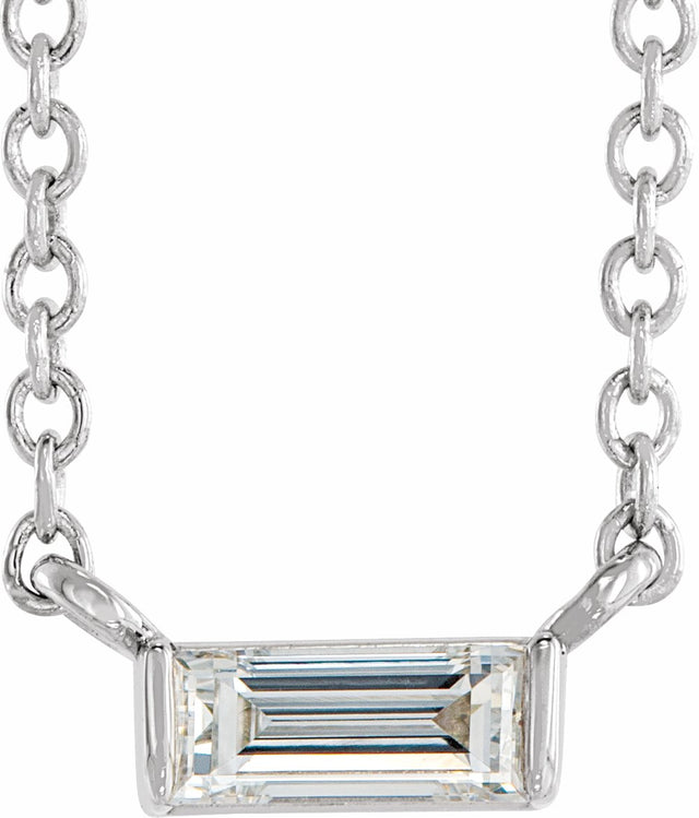 Platinum 1/8 CT Natural Diamond Solitaire 16-18" Necklace